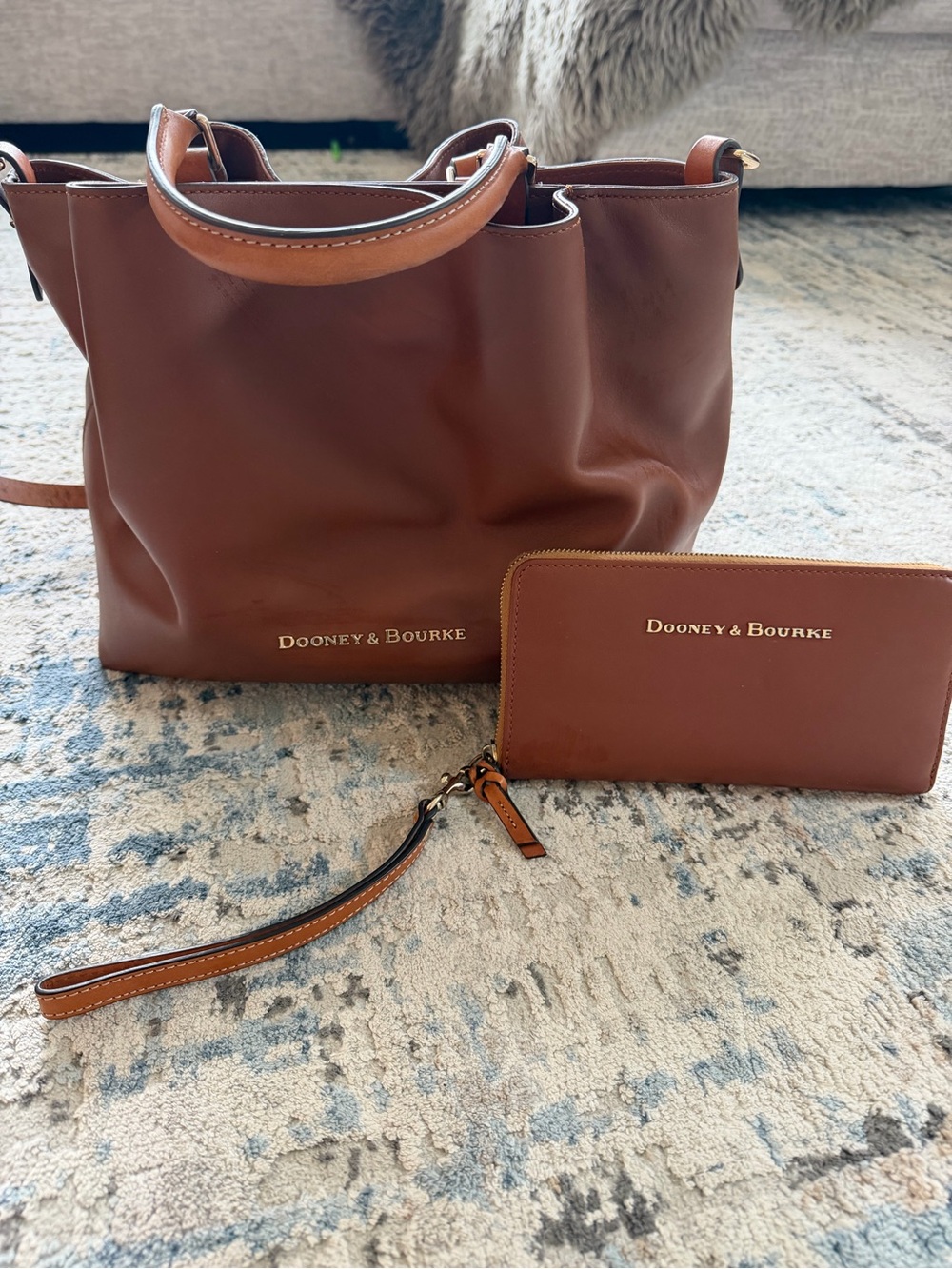 Dooney & Bourke Brown Leather Tote with Matching Wristlet